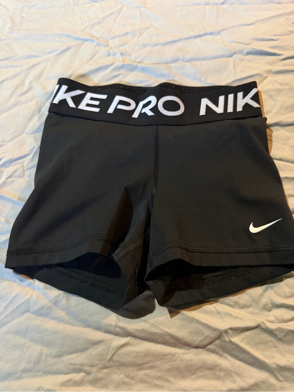 Nike Pro Women's Black Bike Shorts with White Logo